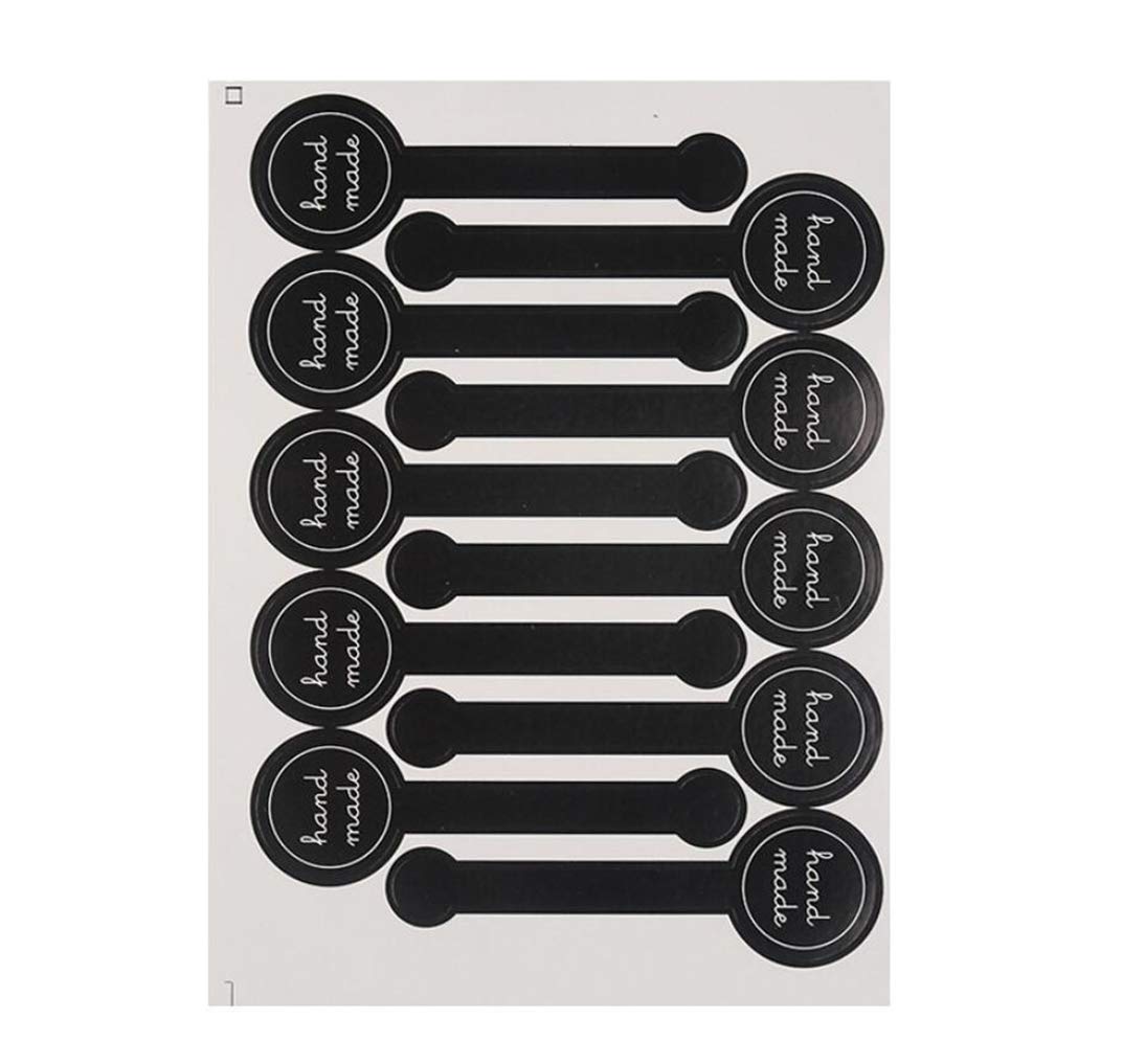 20Sheets(200Pcs) Black Handmade Self Adhesive Evident Stickers Seals Sealing Lable Tamper Decorative Labels for Baking Craft Arts Food Food Retail Package
