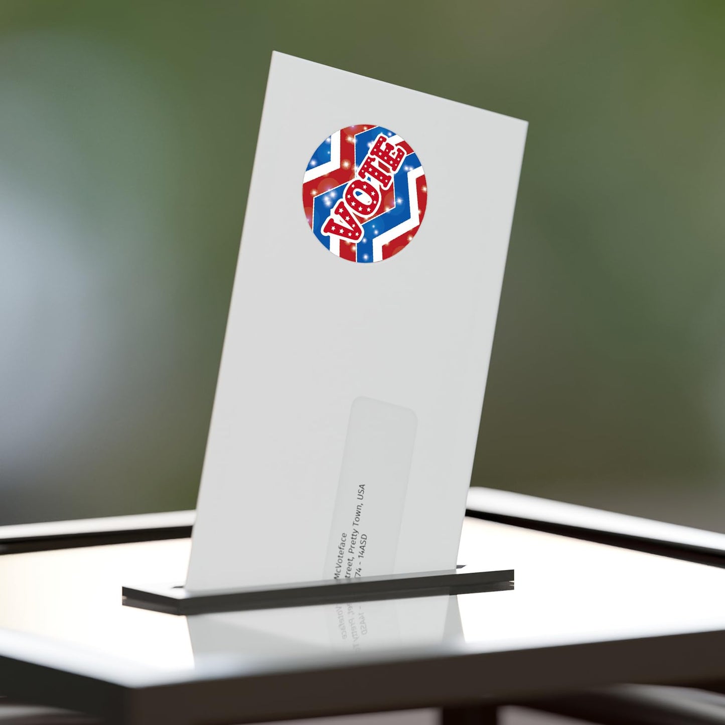 500 Pcs Vote Stickers Roll Glitter White Red Blue Self Adhesive Labels Patriotic for Election Votes Campaigns Voting Supplies