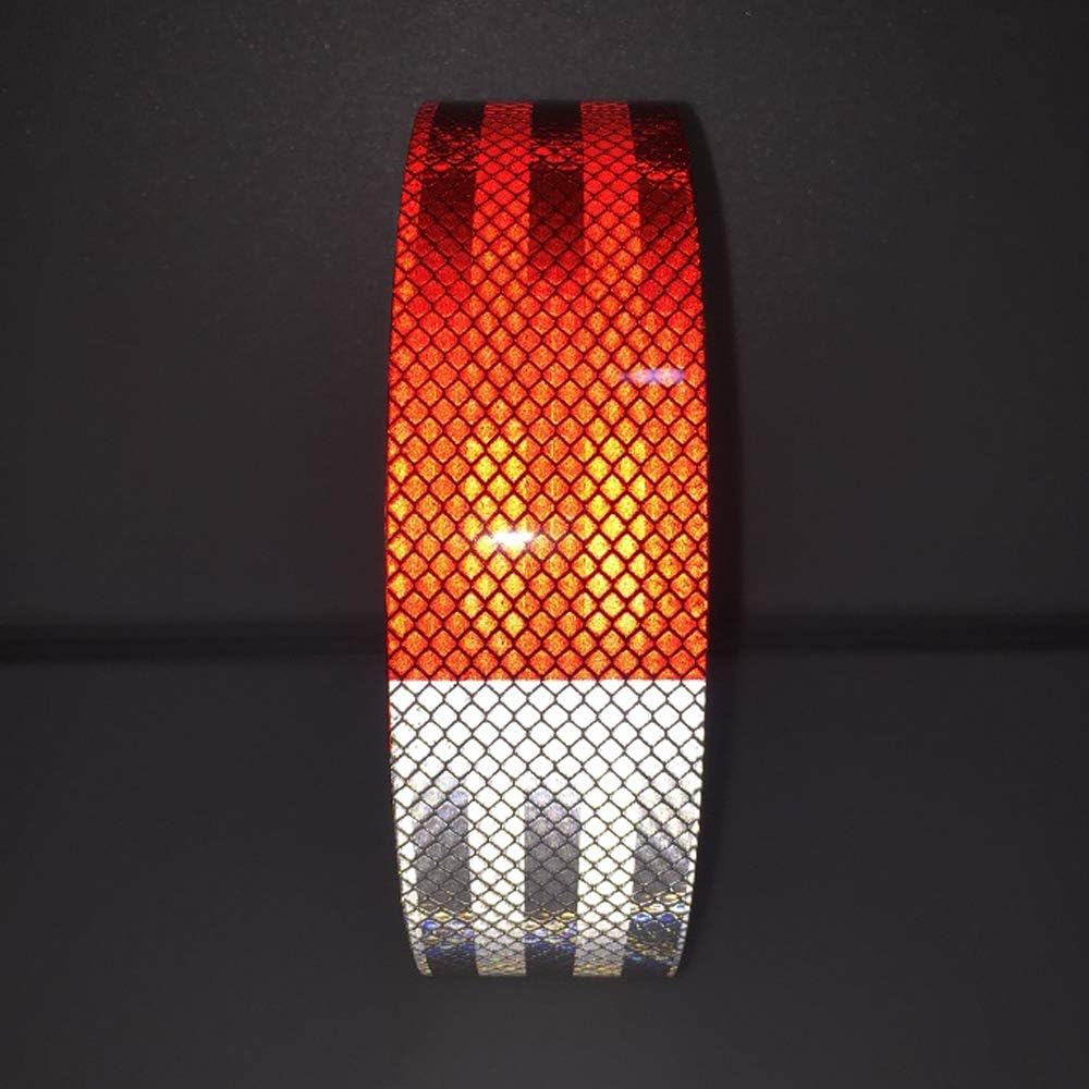 ONTWIE 30ft X 2" Reflective Safety Tape Honeycomb Red/White for Trailers 2 Inch - Reflector Conspicuity Caution Warning Sticker High Intensity Waterproof