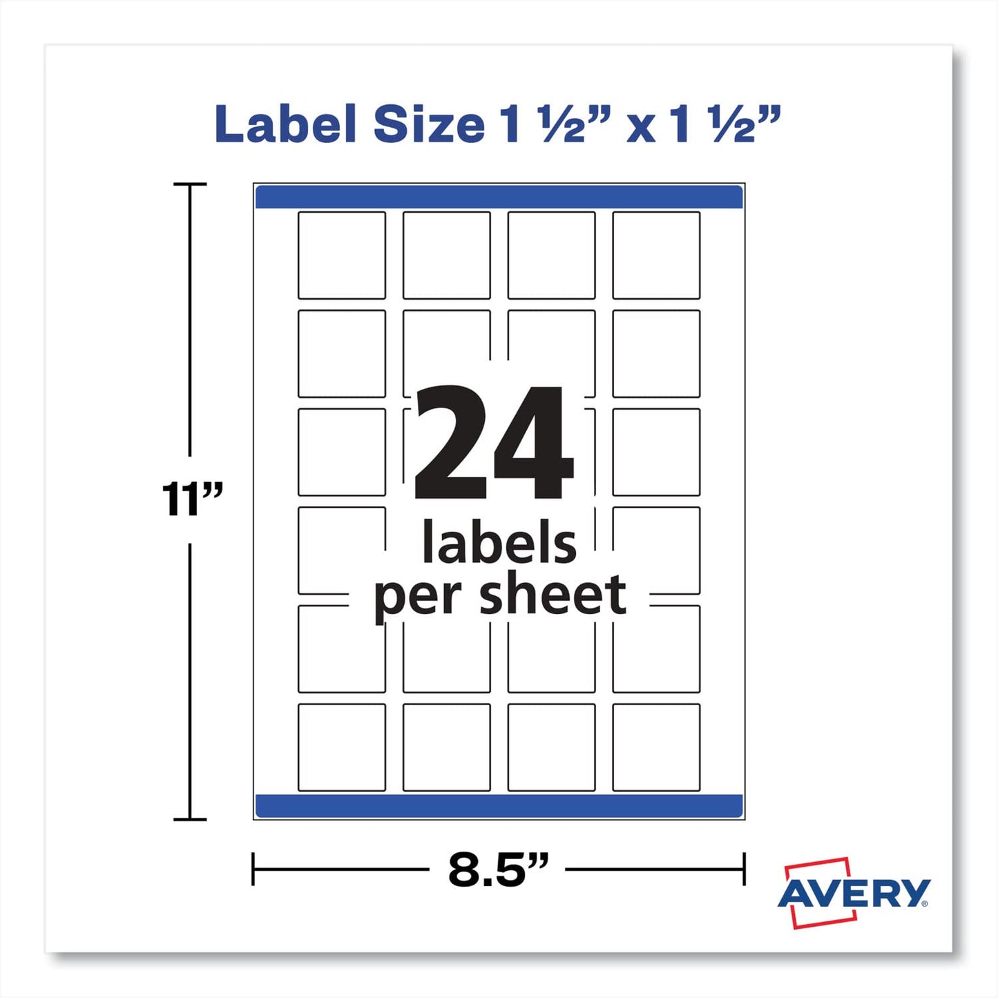 Avery 22805 Square Permanent Labels, 1-1/2-Inch x1-1/2-Inch, 600/PK, WE