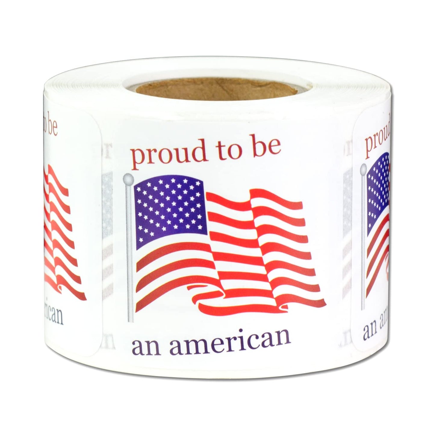 Proud to BE an American Labels (1.5 x 1.5 inch, Classic White, Red & Blue - 300 Labels) USA Patriotic Labels - Semi-Gloss