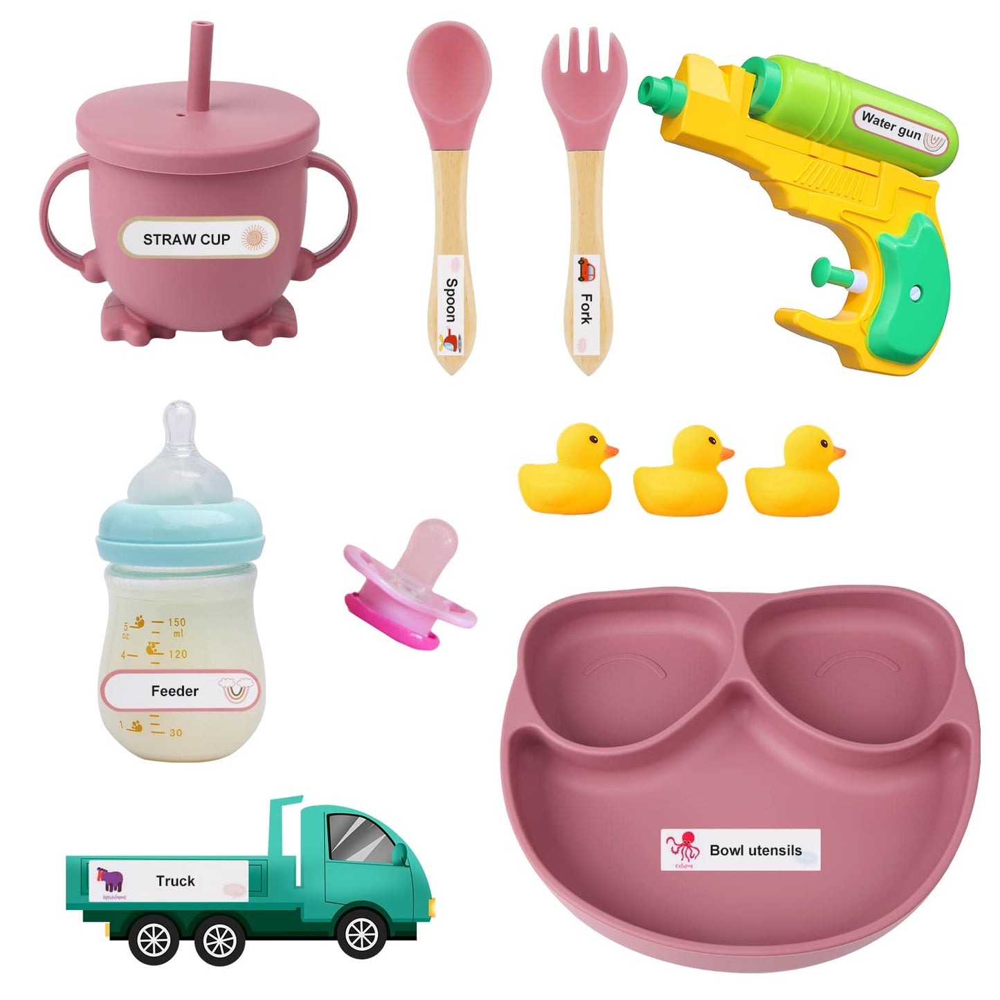 180pcs Labels for Daycare, Self Adhesive Kids Name Sticker Labels Waterproof All Purpose Labels Daycare Cute Colorful Write-on Name Labels for Baby Bottle Water Bottles School Supplies