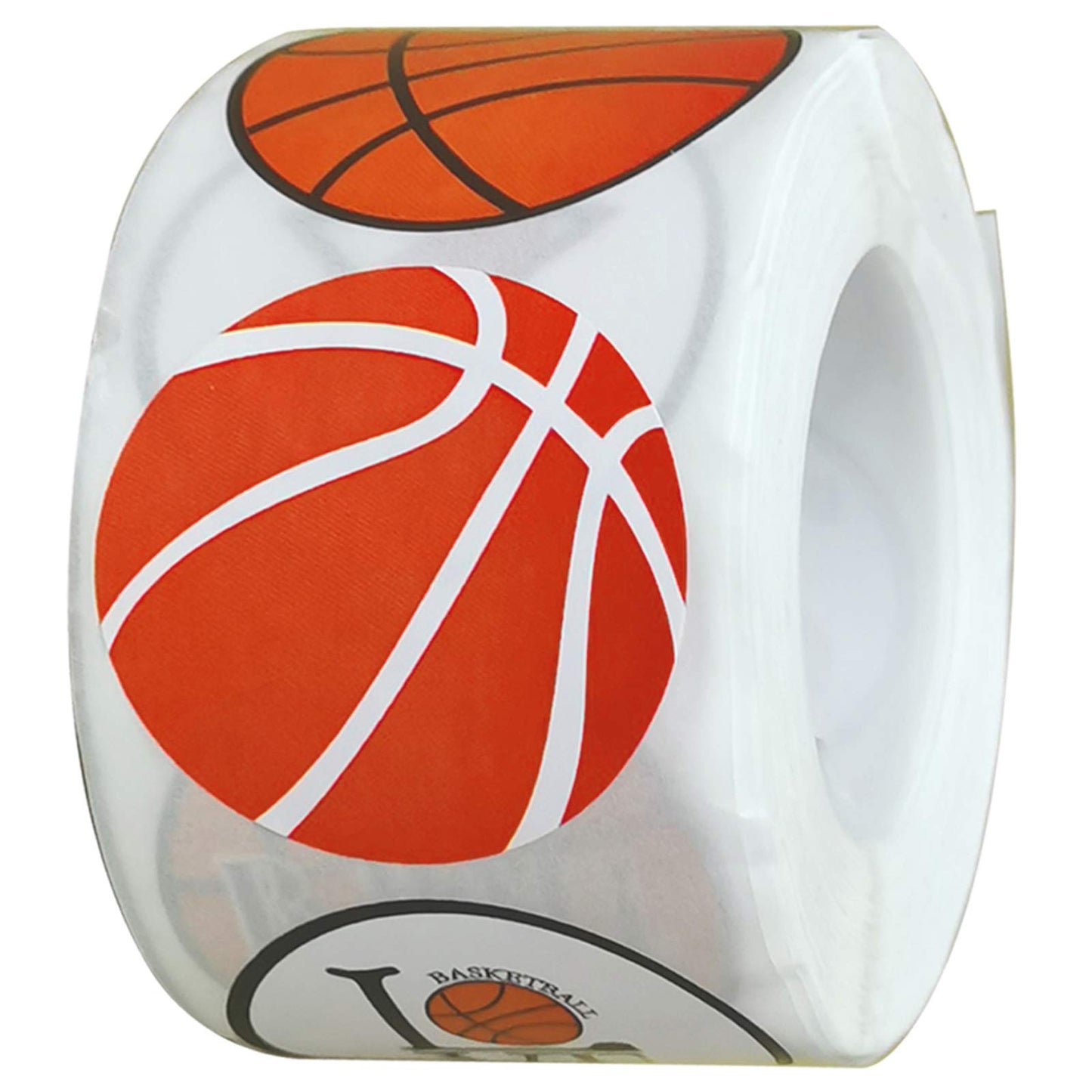 500 Pieces Basketball Labels Roll Stickers - Basketball Sport Party Supplies Decorations Favors Jar Containers Letter DIY Sticker Labels Decals