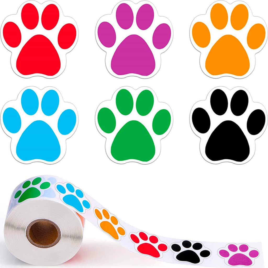 Paw Print Sticker,Dog Puppy Pet Paw Print Self-Adhesive Label Decal Envelope Seal Paster Sticker for Party Decoration(1000pcs,1.5")