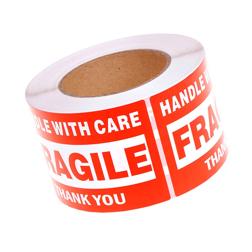 RBHK Fragile Stickers - 3'' x 5'' Handle with Care Shipping Label Stickers, 500 Permanent Adhesive Labels Per Roll (1 Roll) 1 Rolls