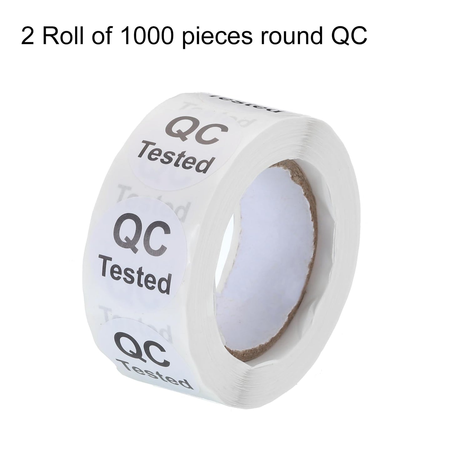 MECCANIXITY Inventory QC Tested Stickers Labels 25mm/1" White for Inventory Warehouse Stock, 2 Roll 1000 Piece