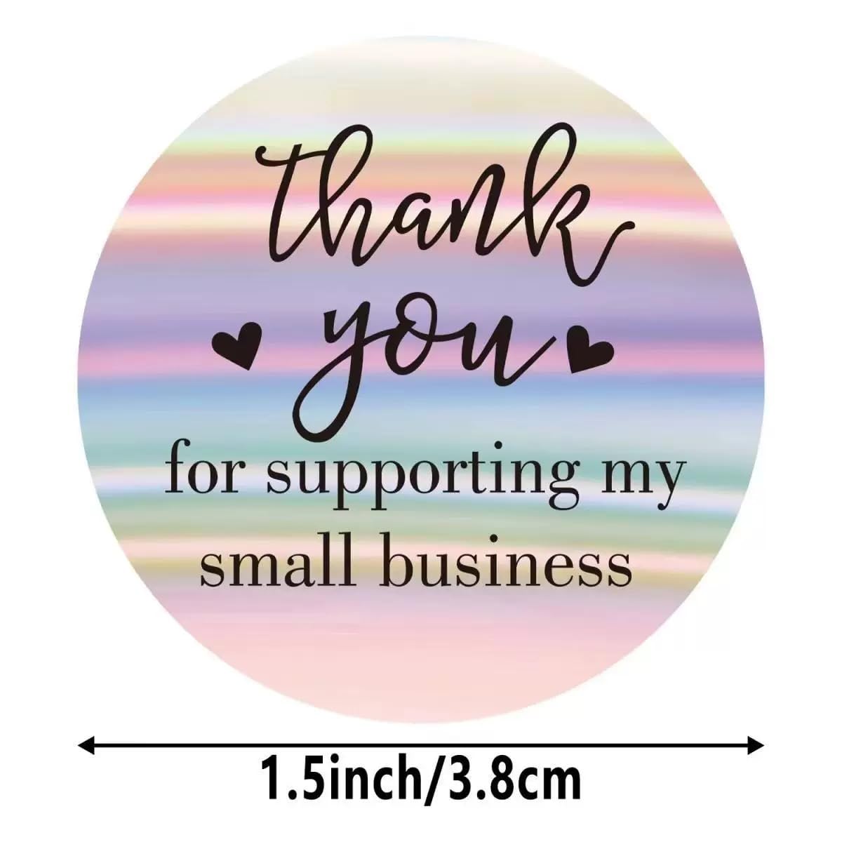 Thank You Stickers, 500Pcs 1.5inch Thank You for Supporting My Small Business Stickers, Holographic Thank You Stickers for Small Business, Waterproof Stickers for Packaging