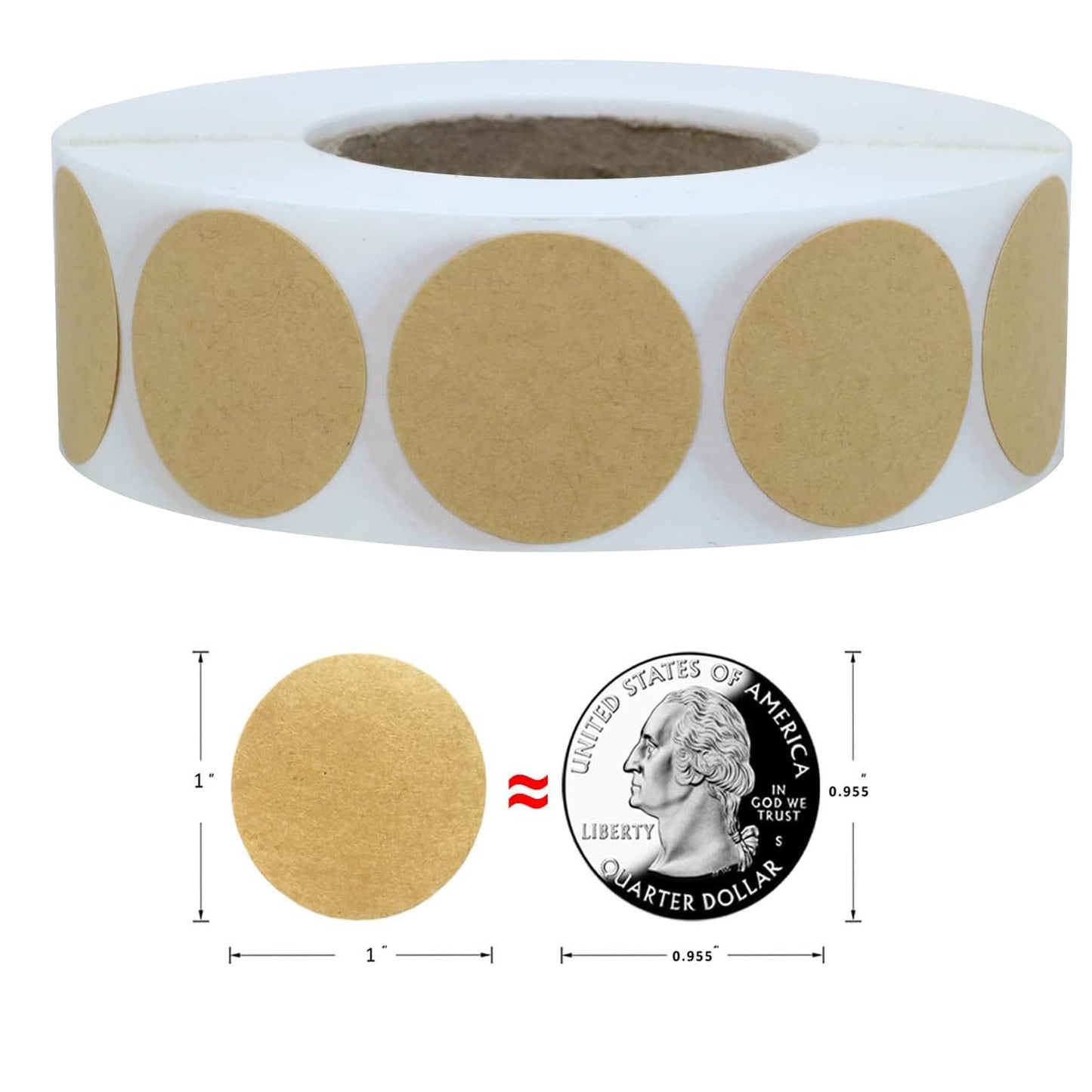 1000PCS Kraft Circle Stickers, 1 Inch Round Blank Garage Sale Price Stickers, Kraft Coding Tag Labels, Brown Natural Envelope Seals for Home, Classroom, Jam, Canning Jar Labels Brown 1 Inch