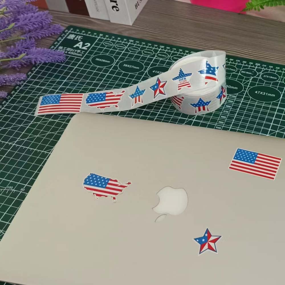 500 Pcs Patriotic Stickers - US Flag, Star Labels for 4th of July, Memorial Day, Fourth of July - Red White and Blue Decorations for Envelopes, Cards, Gifts, Party