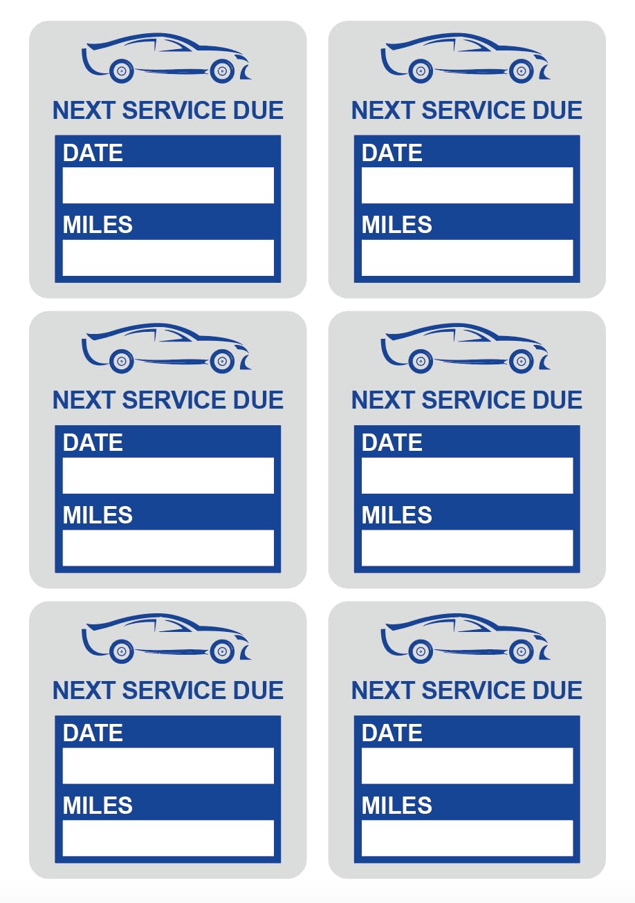 2x2 inch 60 PCS Blue Next Service Due Static Cling Labels Easy Remove Oil Change Stickers