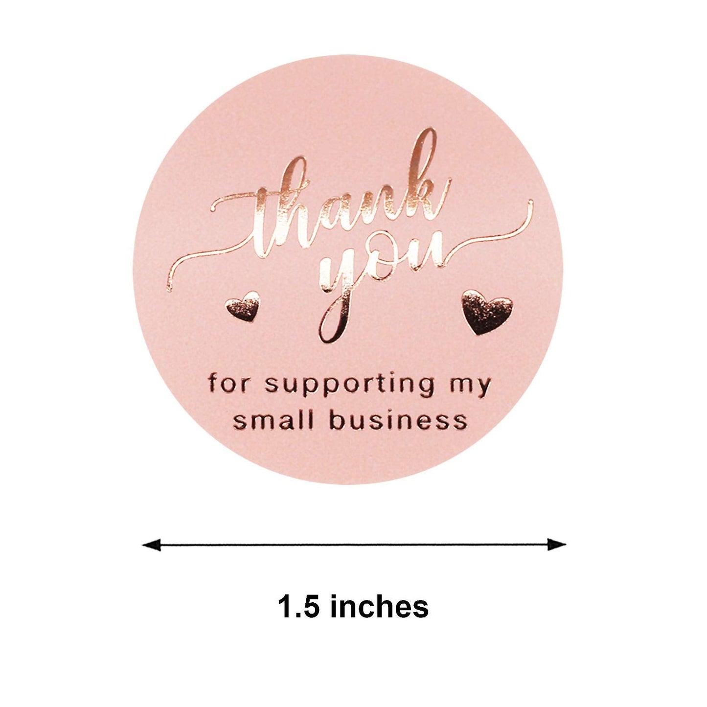 Thank You Stickers Roll, 500pcs Pink & Gold, 1.5'' Diameter, Paper, for Small Business & Retailers, Package Labeling & Customer Appreciation