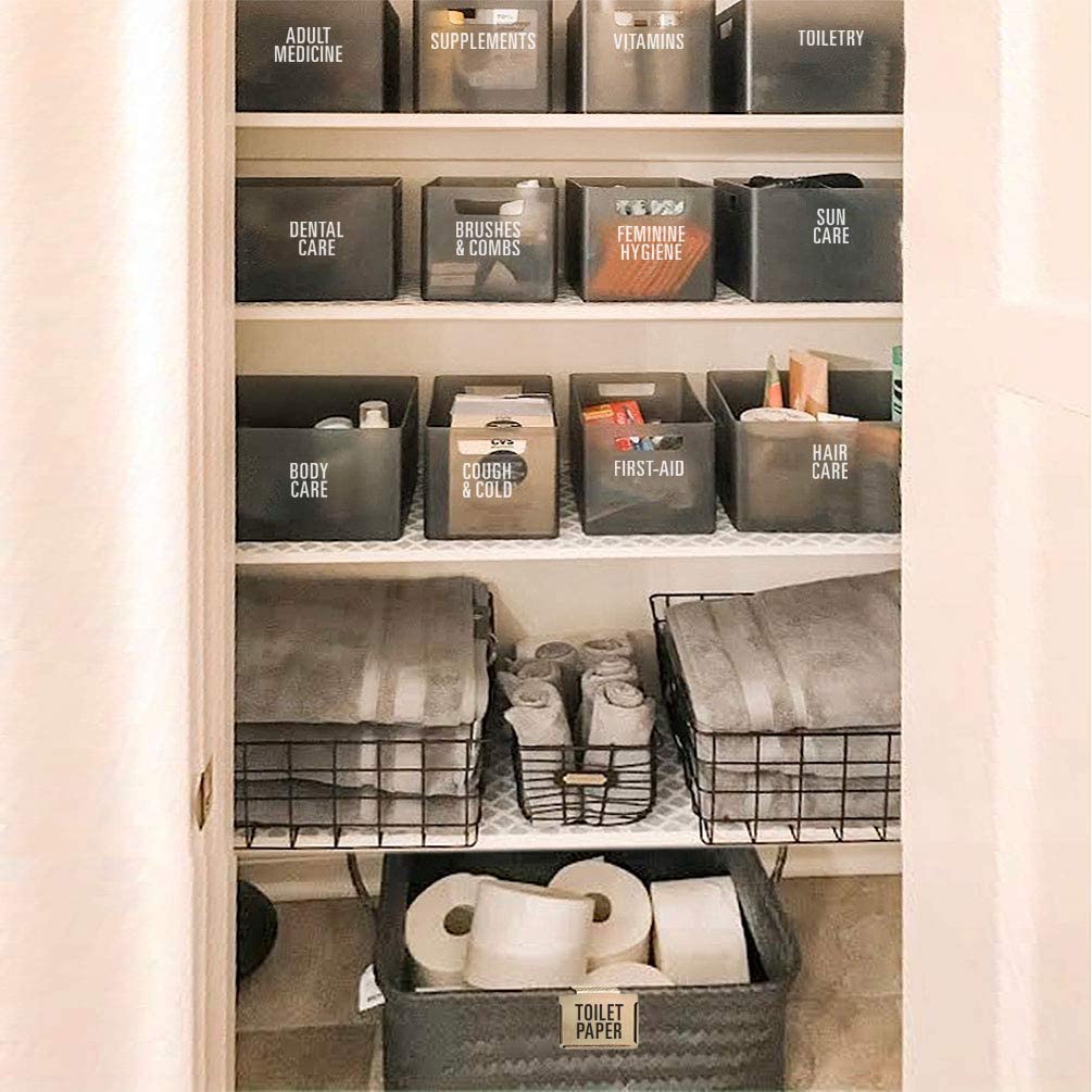 Talented Kitchen 186 Bold All Caps Bathroom & Beauty Labels. White Vinyl Stickers. Organization Storage System Bathroom in White - 186 Bold All Caps Labels X-Large
