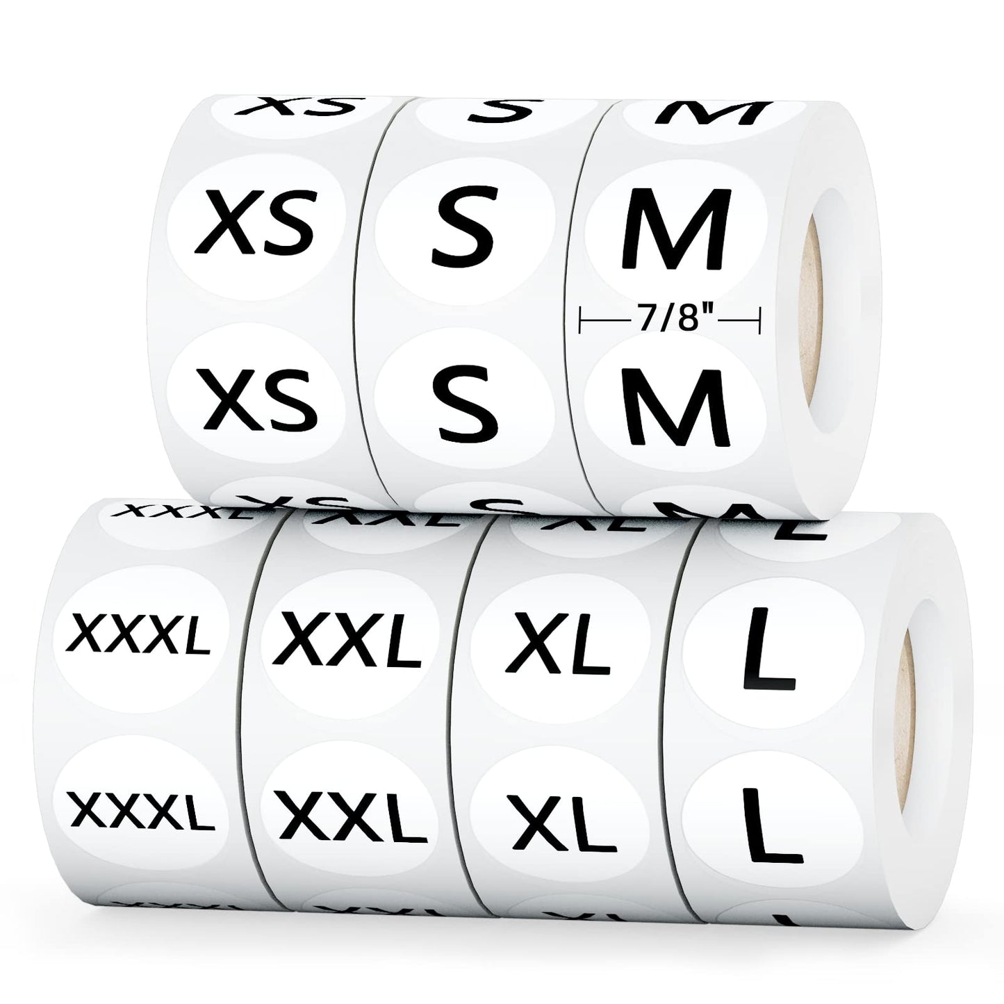 3500 PCS Clothing Size Stickers Labels 7/8" Round Self Adhesive Size Stickers for Clothing T Shirts Retail, 7 Sizes (XS, S, M, L, XL, XXL, XXXL) Size - Black