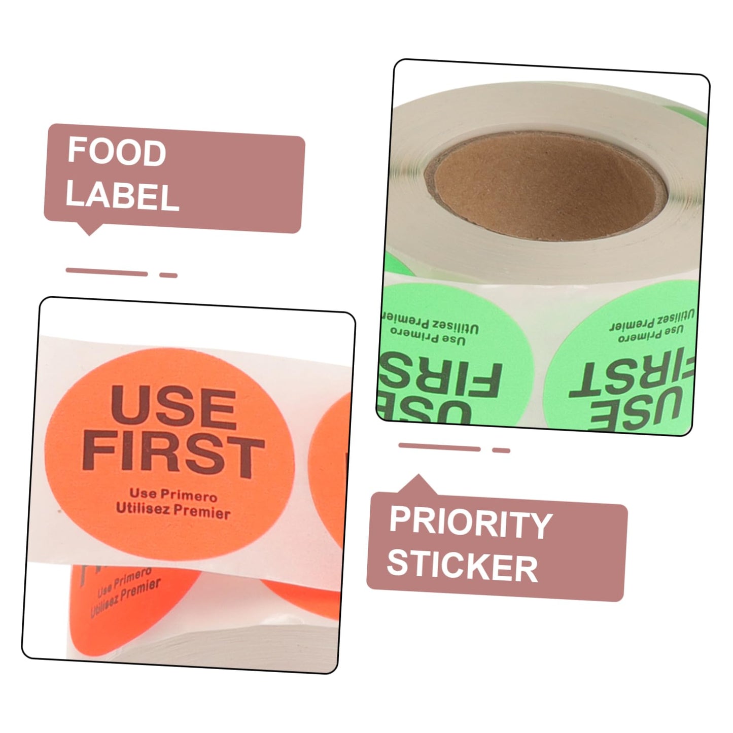 USE First Stickers Restaurant Food Service Labels Kitchen Inventory Control Permanent Labels Adhesive Fluorescent Kitchen Labels
