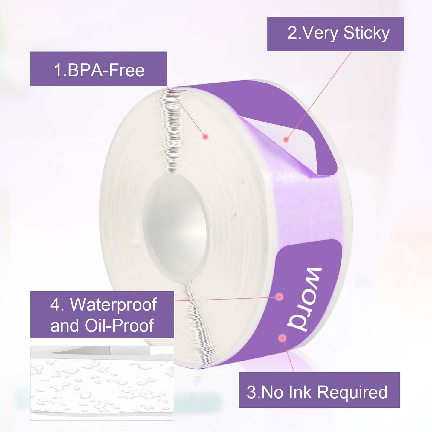 3 Rolls Label Maker Tape for Phomemo D30 Label Printer Machine, 12mm x 40mm Thermal Paper Stickers Waterproof Self Adhesive Label Tape Replacement for Home Office School Files (Purple) Purple