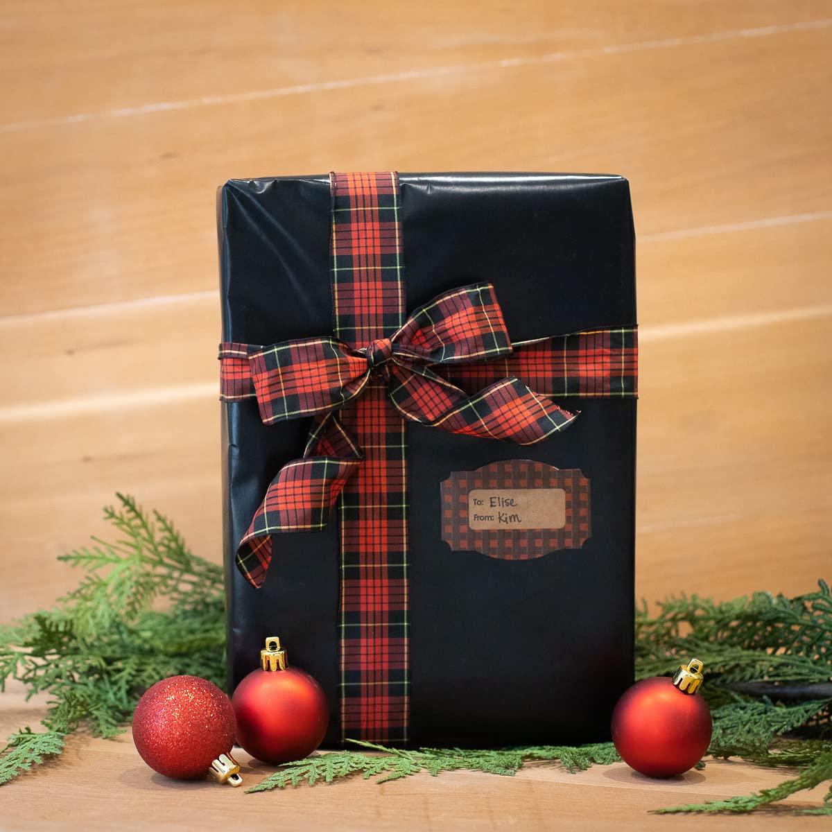 Red Buffalo Plaid Natural Kraft Gift Tags Holiday Present Stickers 2 x 3 Inch 100 Total Labels Red Plaid
