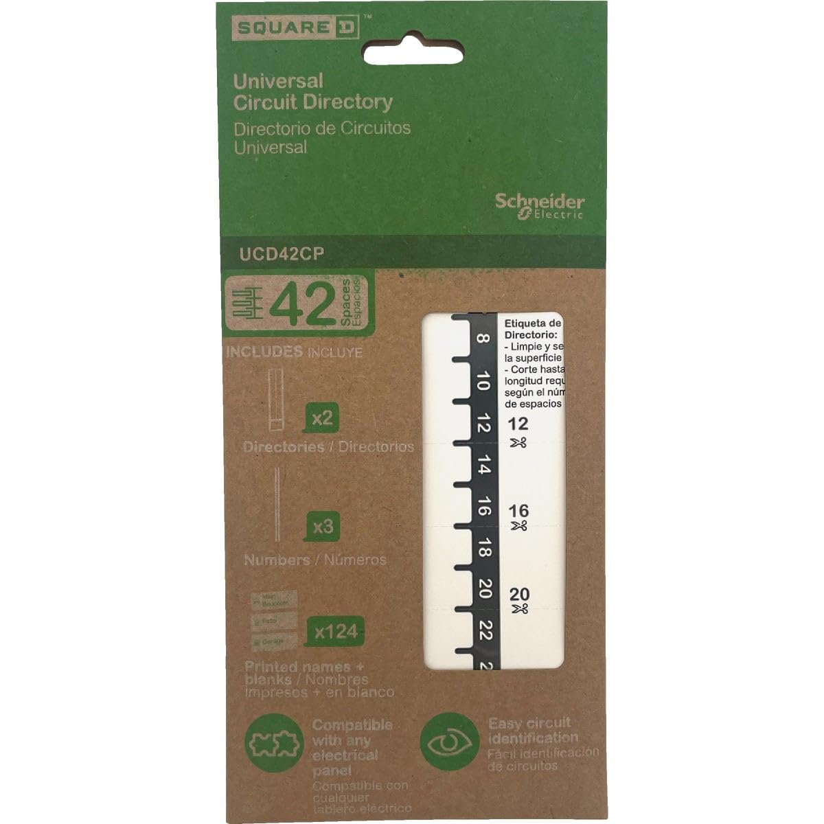 Square D by Schneider Electric UCD42CP Directory Kit Universal self-Adhesive pre Circuit Labels, White 2.3*1.7 inches