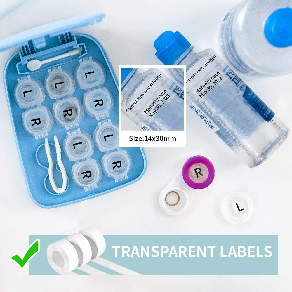 Phomemo D30 1 Pack Adhesive Transparent Label Paper 1/2" X 1 1/8" (14mm X 30mm) 210 Labels/Roll