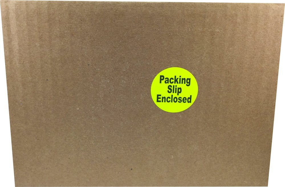 Fluorescent Yellow Circle with Black Packing Slip Enclosed Stickers, 1.5 Inches Round, 500 Labels on a Roll
