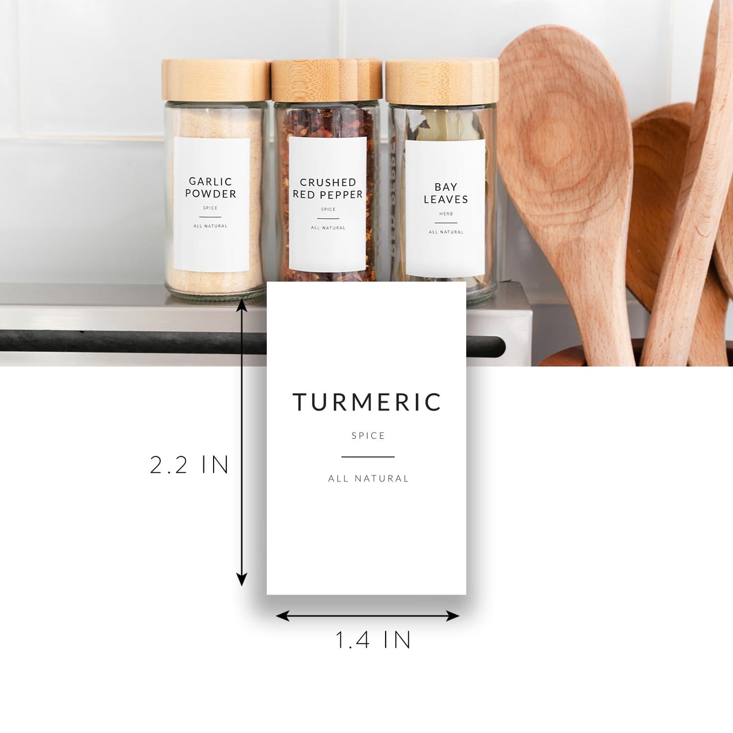 Minimalist Spice Labels for Spice Jars - 146 Spice Jar Labels Stickers for Containers - Spice Stickers Preprinted - Spice Organising Herb Seasoning Kitchen Pantry White Rectangle Spice Labels