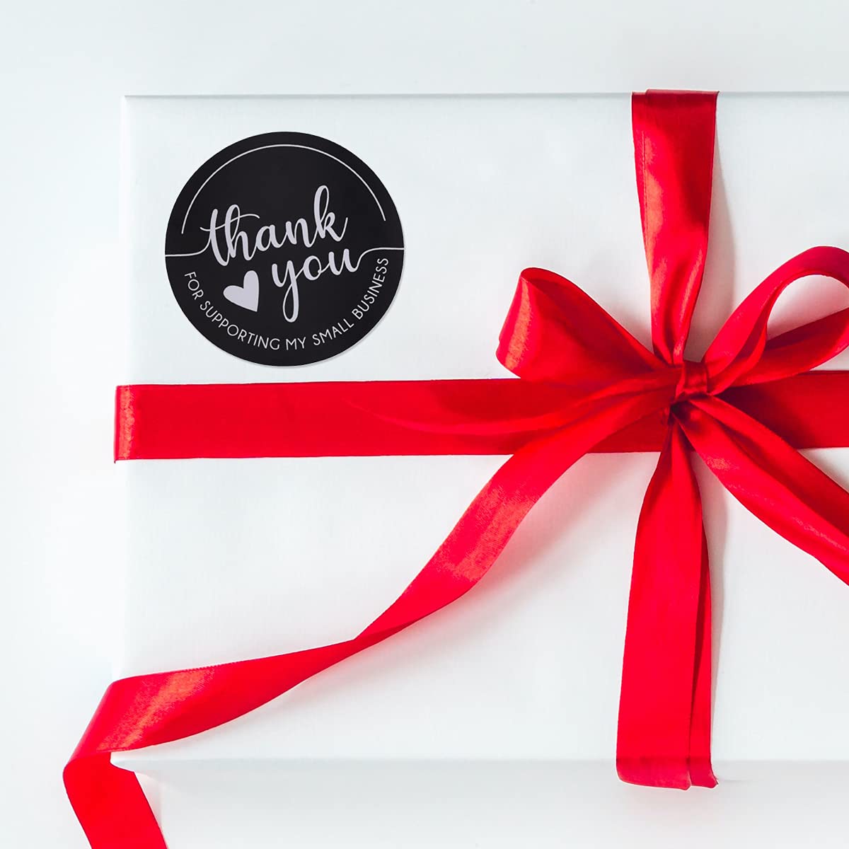 Thank You Stickers, Supporting My Small Business, Roll of 500 2 Inch Round, Black and White