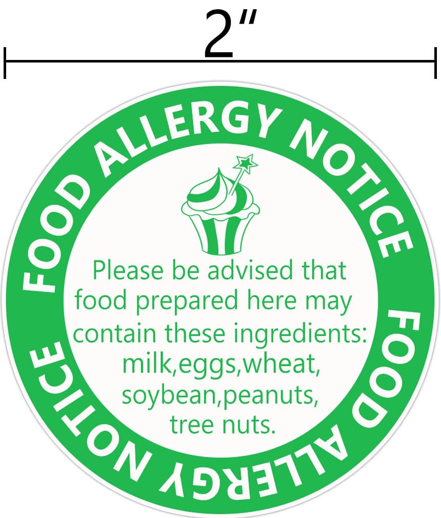 500 pcs Allergy Sticker for Cake Food Allergy Stickers 2 Inch Allergen Warning Labels for Bakery, Party,Restaurants (2 inch) 2 inch(3100 lb.)