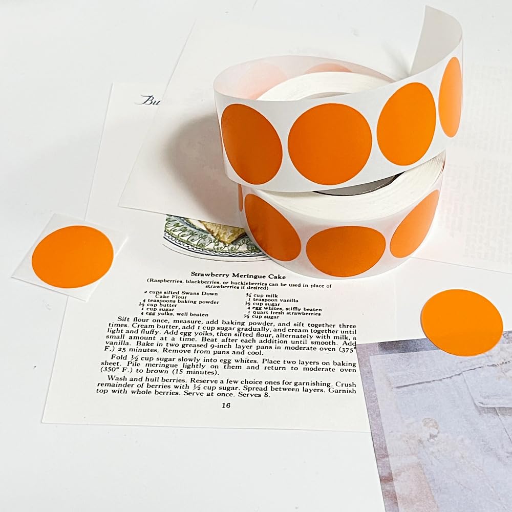 1000PCS Kraft Circle Stickers, Orange, 1 Inch Round Blank Garage Sale Price Stickers, Kraft Coding Tag Labels, Brown Natural Envelope Seals for Home Classroom Jam Canning Jar Labels