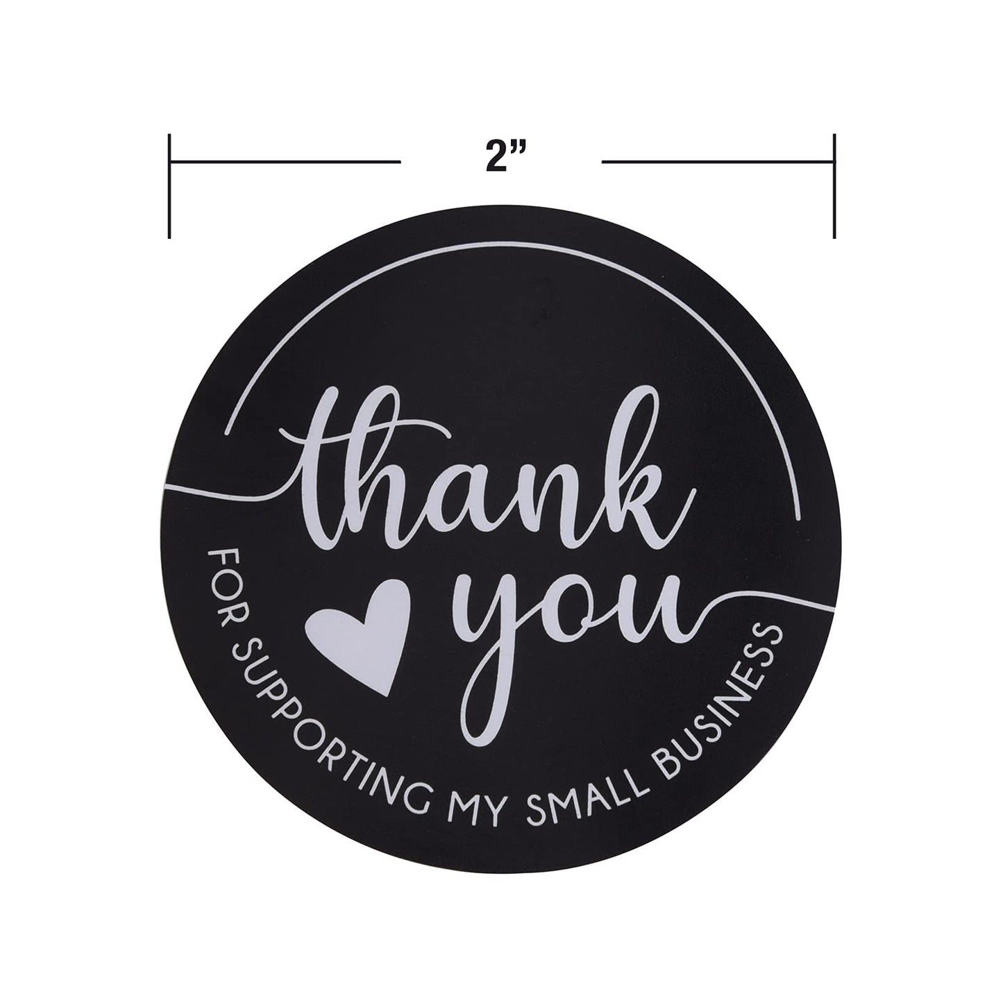 Thank You Stickers, Supporting My Small Business, Roll of 500 2 Inch Round, Black and White