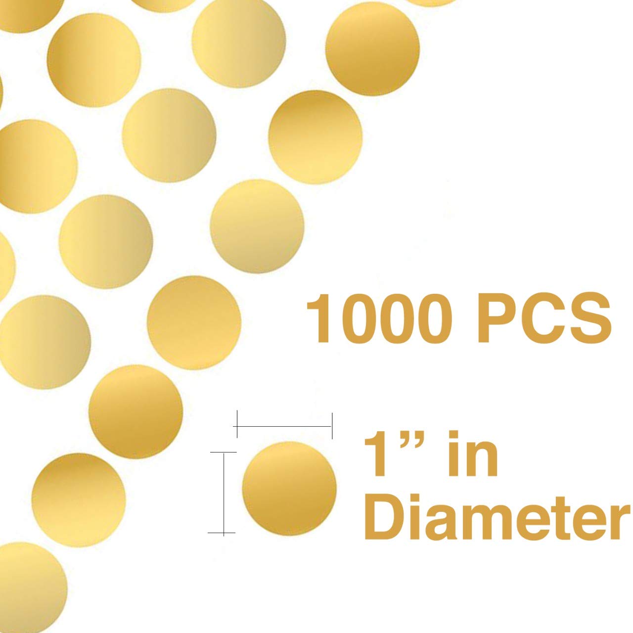 Performore Gold Circle Stickers - 1 Inch Round Labels - Gold Metallic Dots - Stickers for Envelopes - Gold Envelope Seals - 1000 Stickers per Roll