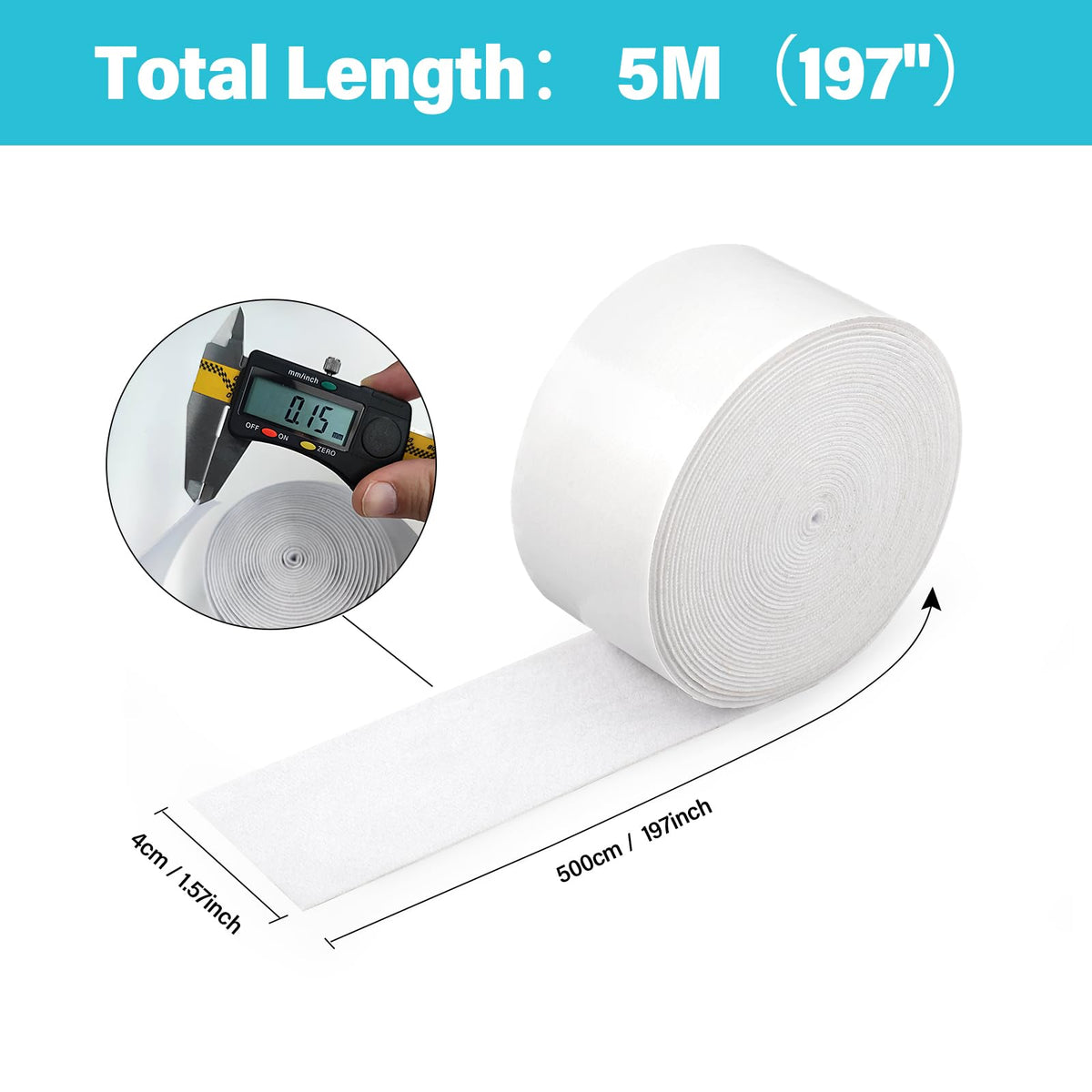 Gomake Adhesive Felt Tape Vinyl Squeegee Buffer White Self-Adhesive Soft Fiber Felt Roll for Vinyl Squeegee Replacement and Protecting Furniture Hard Surfaces DIY Adhesive-196.9 inch Length