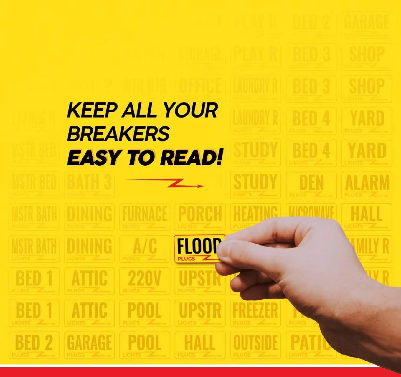 Premium Durable Circuit Breaker Labels, 129 Waterproof Fuse Box Stickers, Easy to Read and Install (Yellow, 1) Yellow
