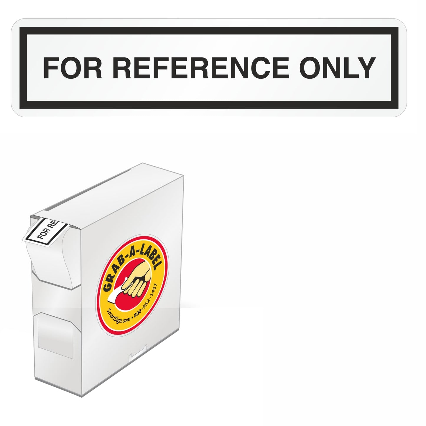 SmartSign (Pack of 250) "for Reference Only" Labels in Dispenser, QC Labels, 0.5" x 2" Adhesive Vinyl, Black & White Box of 250