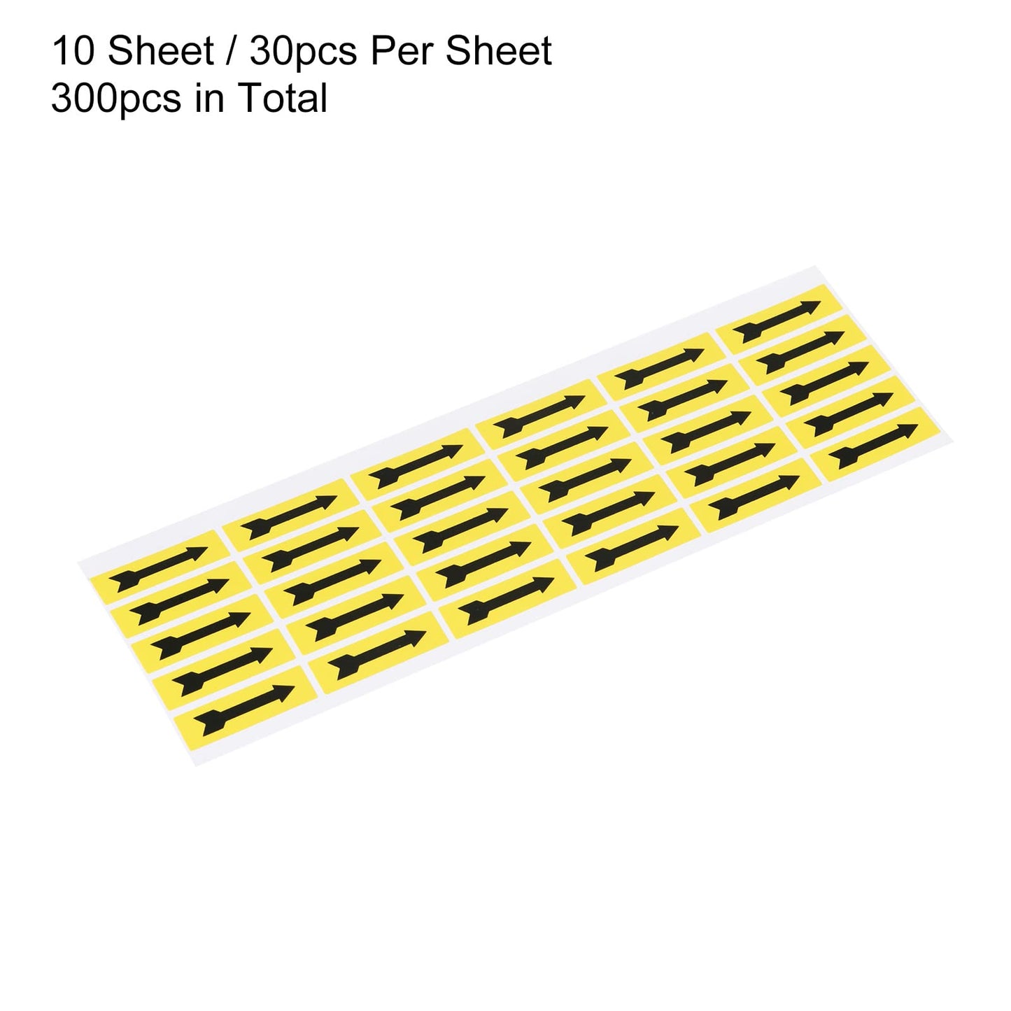 PATIKIL Small Arrow Stickers 1.4x0.4", 10 Sheet Self Adhesive Inspection Indicator Label for Industrial Work, Black Yellow