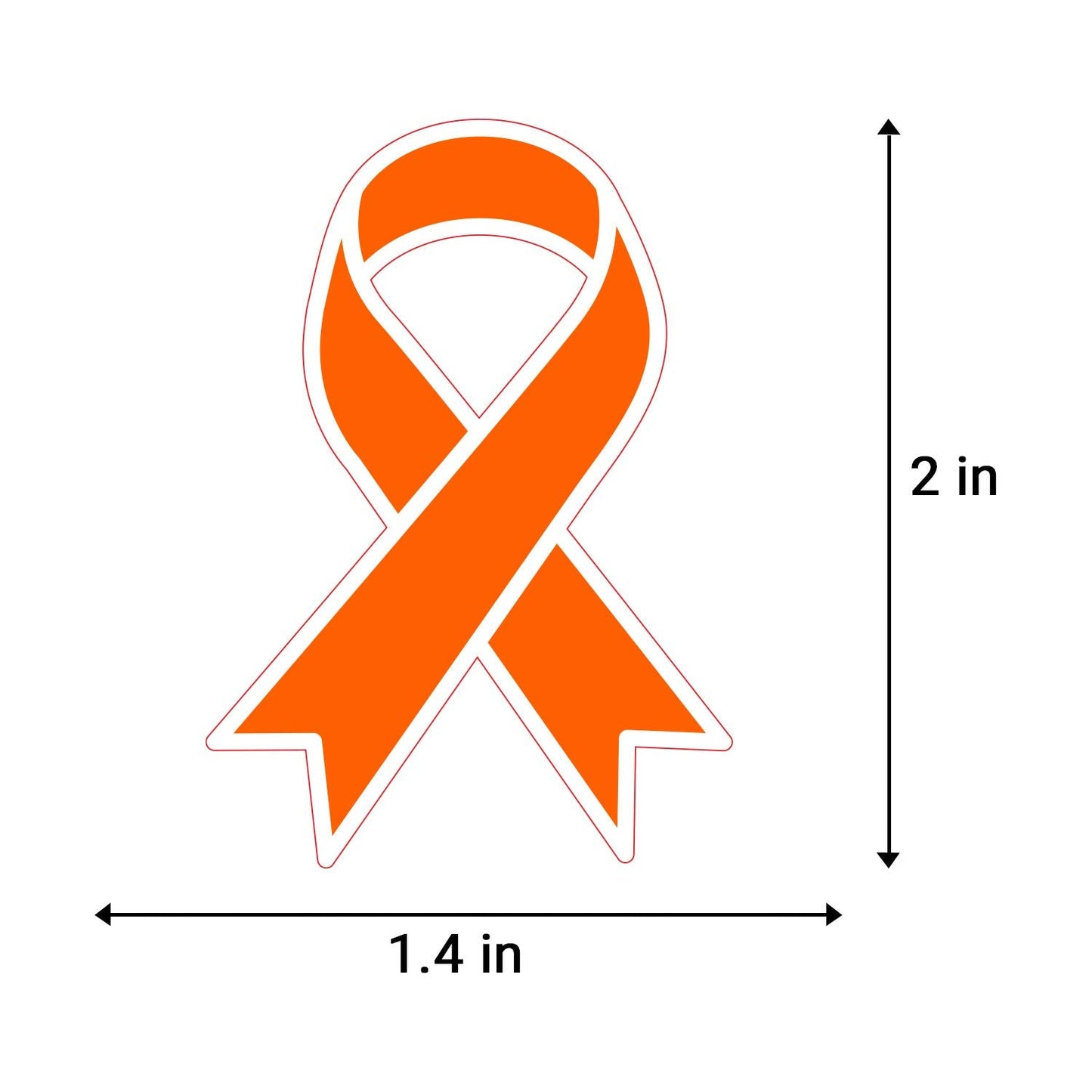 300 Ribbon Labels - TUCO DEALS (2.20 x 1.60 inch) Orange Awareness Ribbon Labels Stickers for Disease/Cancer/Hunger/Racial Tolerance Awareness - 1 Pack