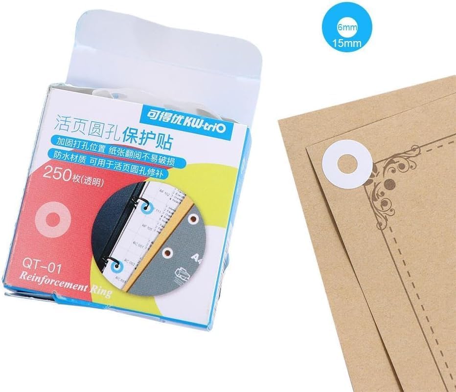 250Pcs Transparent Self-Adhesive Hole Reinforcement Labels Round Stickers, Hole Punch Protector Stickers Loose Leaf Paper Hole Sticker, Labels and Stickers, Hole Reinforcement Stickers