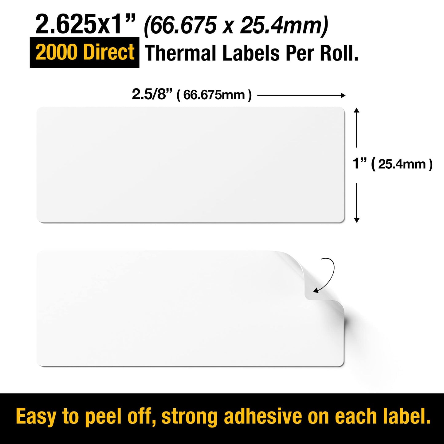 2 5/8" X 1” Direct Thermal Labels 2000 Per Roll Perforated Sticker for Barcode Shipping Labels Desktop Label Printers for Multipurpose Shipping Address (1 Roll (2000 Labels)) 1 Roll (2000 Labels)