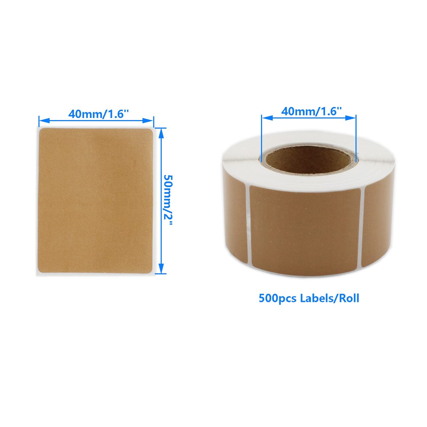 1.57"x1.97" Direct Thermal Labels, SAFYY Barcode SKU Labels, 500/Roll Self-Adhesive Address Shipping Stickers, Perforated & Compatible with Rollo Label Printer & Zebra Desktop Printers (Brown,1 Roll) Brown,1 Roll