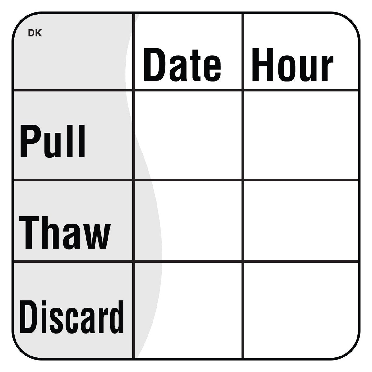 DayMark Safety Systems DuraMark IT110067 Pull/Thaw/Discard Permanent Label, 2" x 2", White, Roll of 250