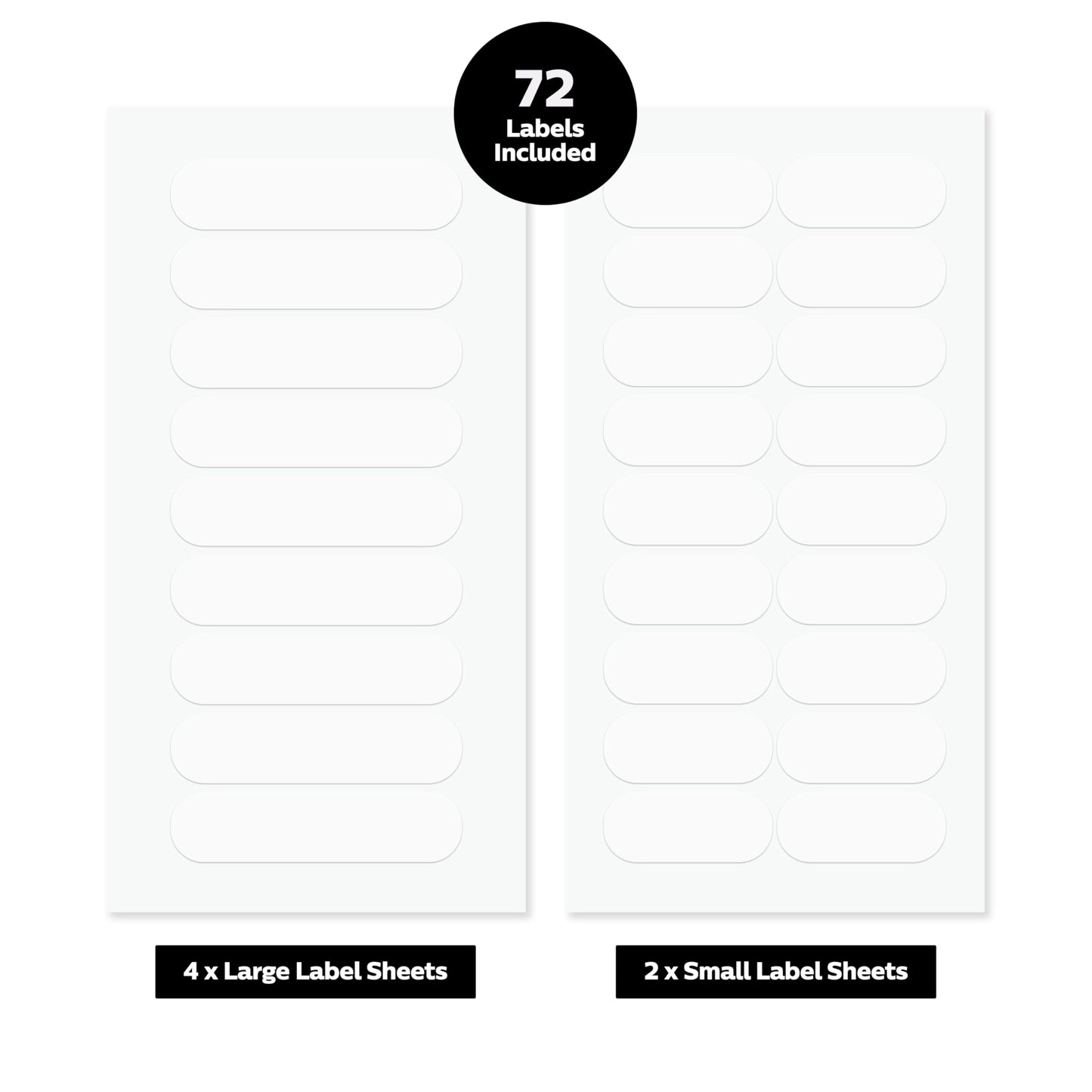 ThreeKin Waterproof Labels for Bottles & Containers - 72 Custom Stickers | All-Purpose & Personalizable | Dishwasher, Freezer & Microwave Safe | BPA-Free | USA-Owned (White) White