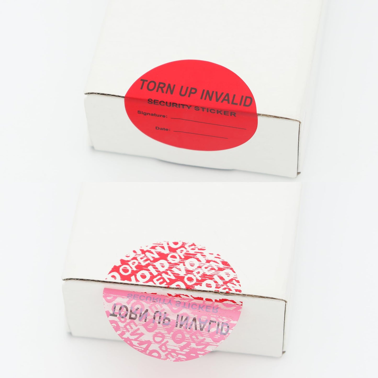 100Pcs Tamper Evident Security Stickers Diameter 2 inch Round Red Complete Transfer Tamper Proof Labels Safety Torn up Invalid Seals Tape (Red)