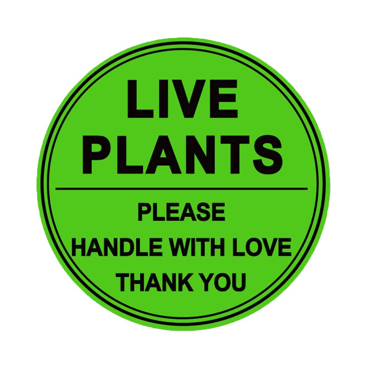 3 Inch Live Plants/Handle with Love Stickers - Green Fragile Handling Shipping Warehouse Pallet Stickers 250 Adhesive Labels (Green)