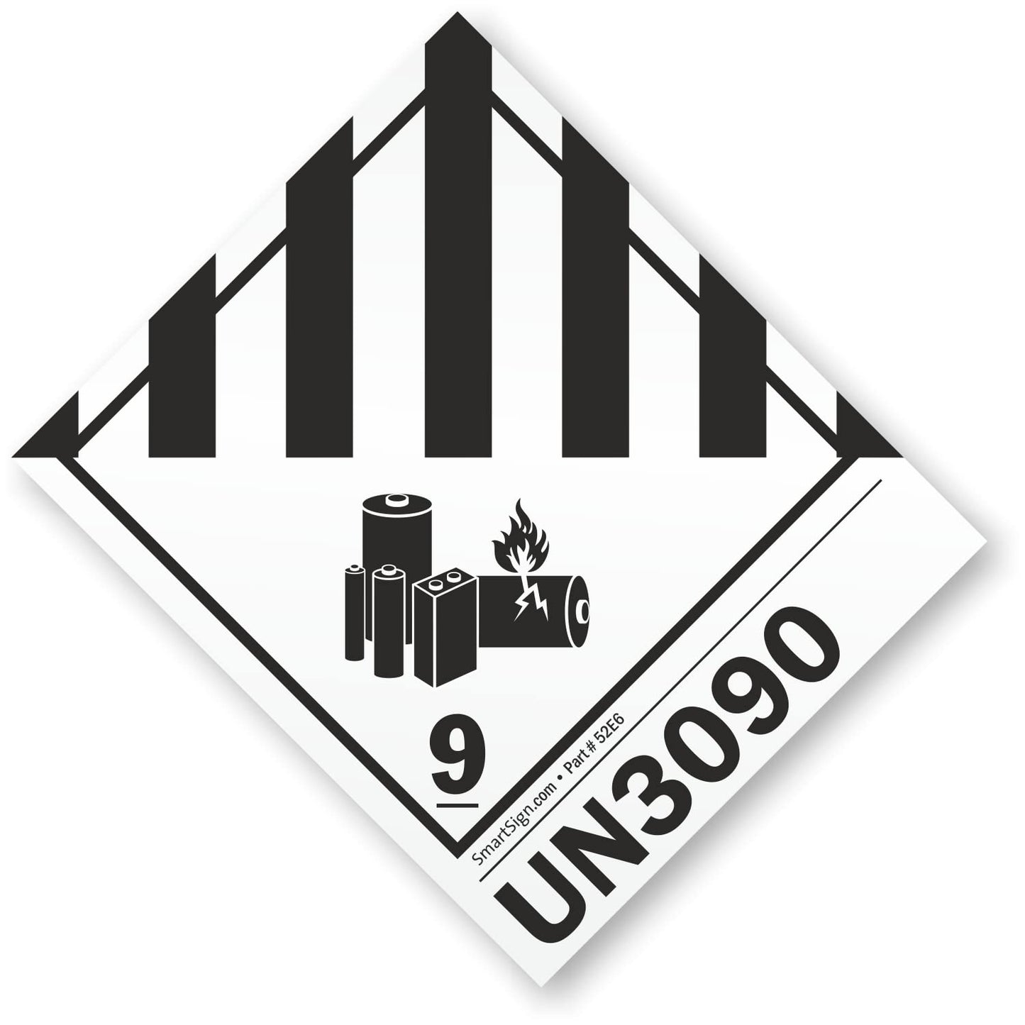 SmartSign Pack of 250 Class 9 Lithium Battery UN3090 Shipping Labels in a Roll | 4" x 4" Semi-Gloss Paper, Black and White, Made in USA