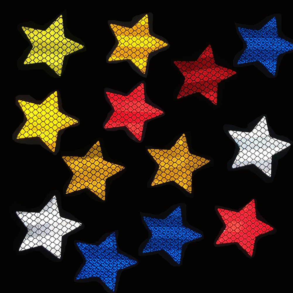 50pcs Warning Heart-Shaped Reflective Decals, Waterproof Reflector Tapes Safety Stickers for Night Visibility on Motorcycle, Bicycle, Car