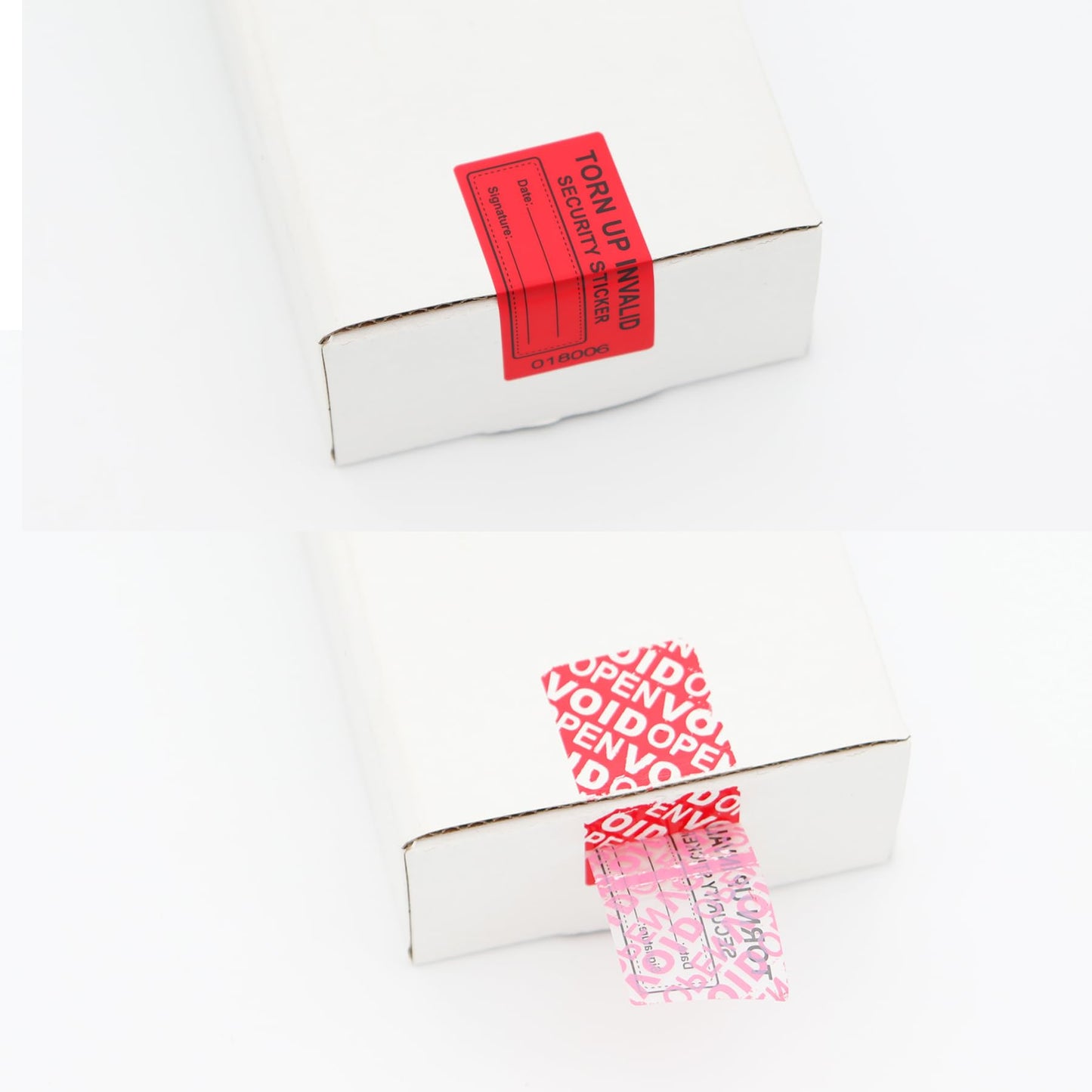 100Pcs Tamper Evident Security Stickers 1x2 inch Red Complete Transfer Tamper Proof Labels Safety Torn up Invalid Seals Tape (Red)
