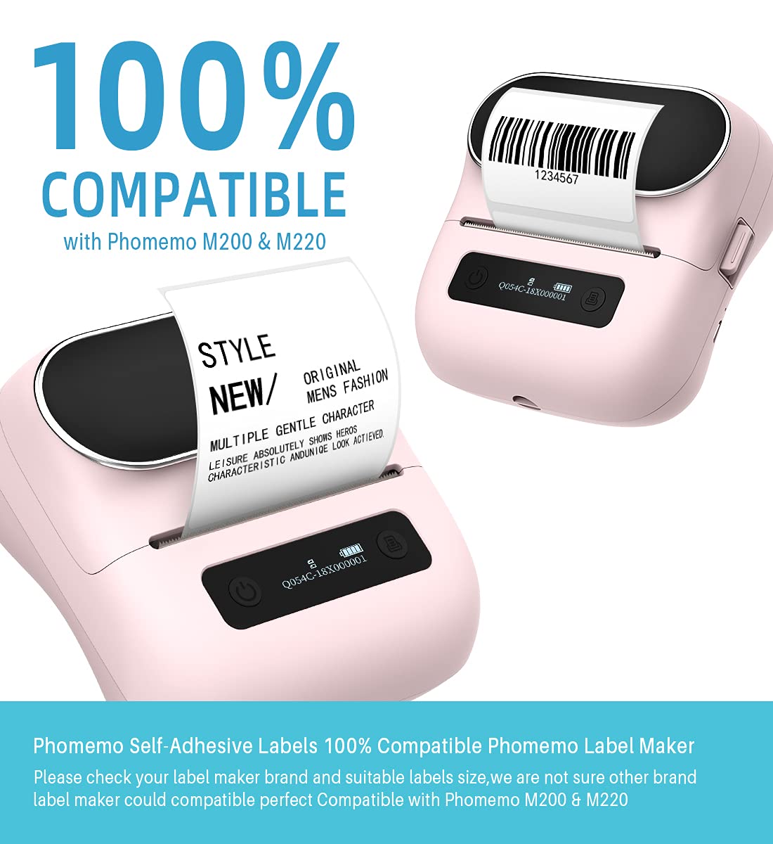 Phomemo M220 Labels,3 Rolls Self-Adhesive Stickers, 2.36'' x 1.57'' compatible with Phomemo M220/M200 Label Maker,Suitable for Office,Warehouse,Address,Mailing,Price Tag,180Pcs /Roll 2.36'' X1.57'' 3 Roll