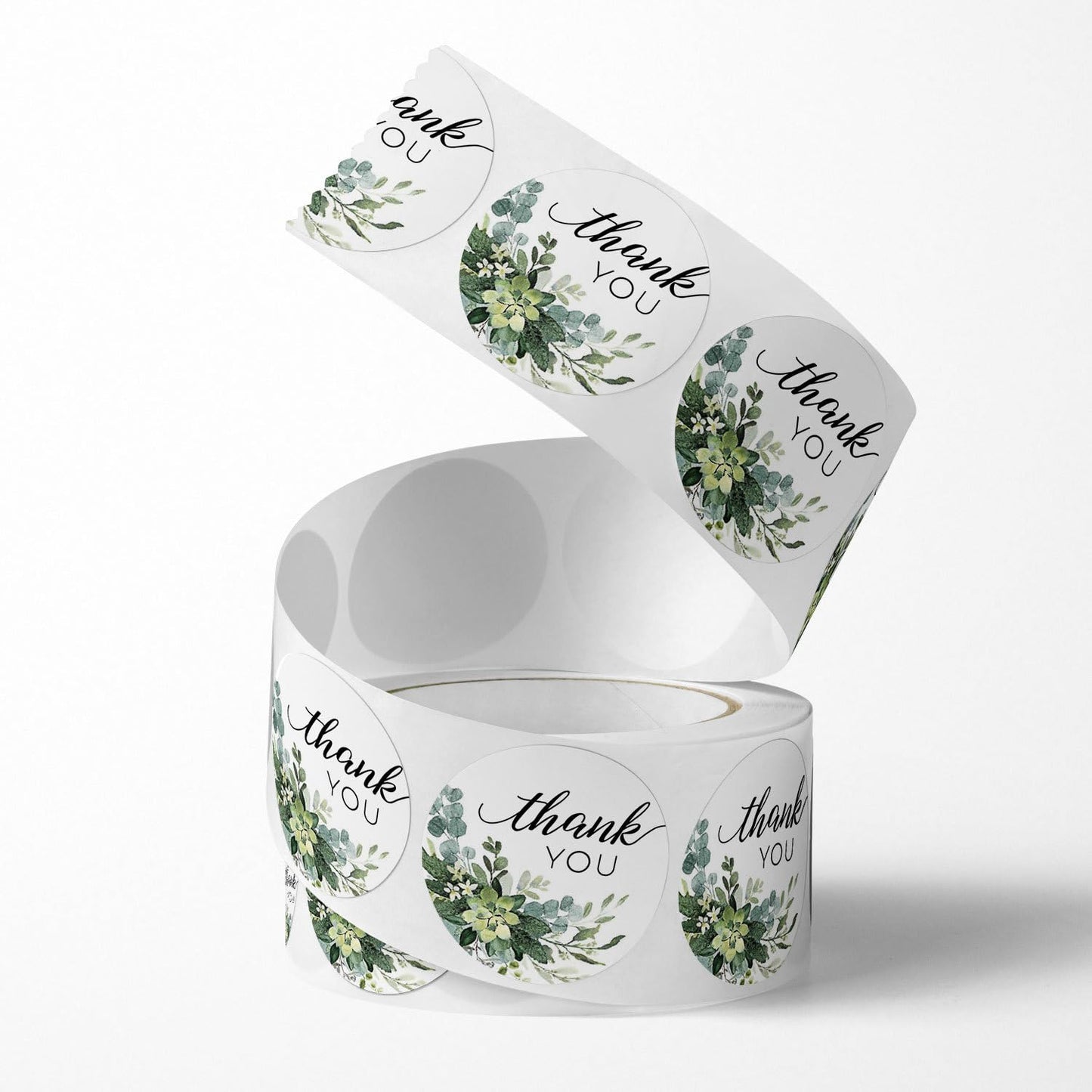 Thank You Stickers - Green Leaf Elegant Designs for Gifts, Packaging, and Business - 1’’ Adhesive Labels - Express Gratitude with Style - Pack of 500