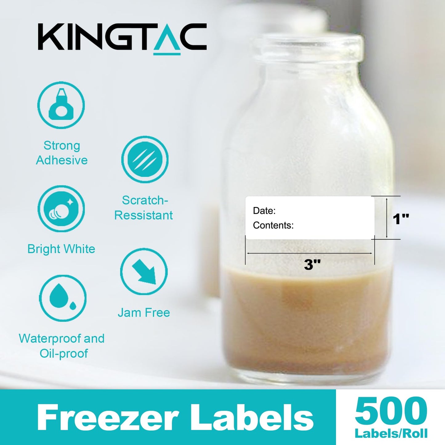 500pcs Food Labels,Freezer Labels 1 x 3 Inch Removable for Food Containers, Mason Jar Labels, No Residue Food Storage Labels Perfect for Kitchen,Can Not be Torn Kt-frz-bk-500-1