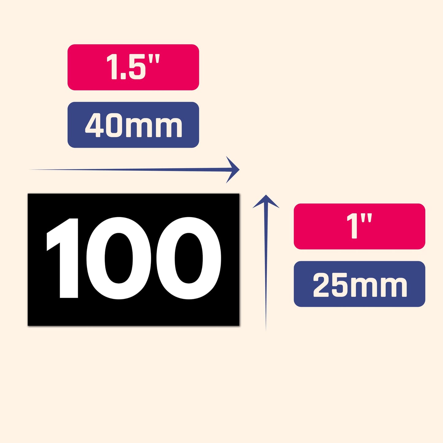 15 Sets, 1-100 Number Stickers Waterproof Vinyl - 1.5" x 1", White Numbers 15 sets (1500 pieces)