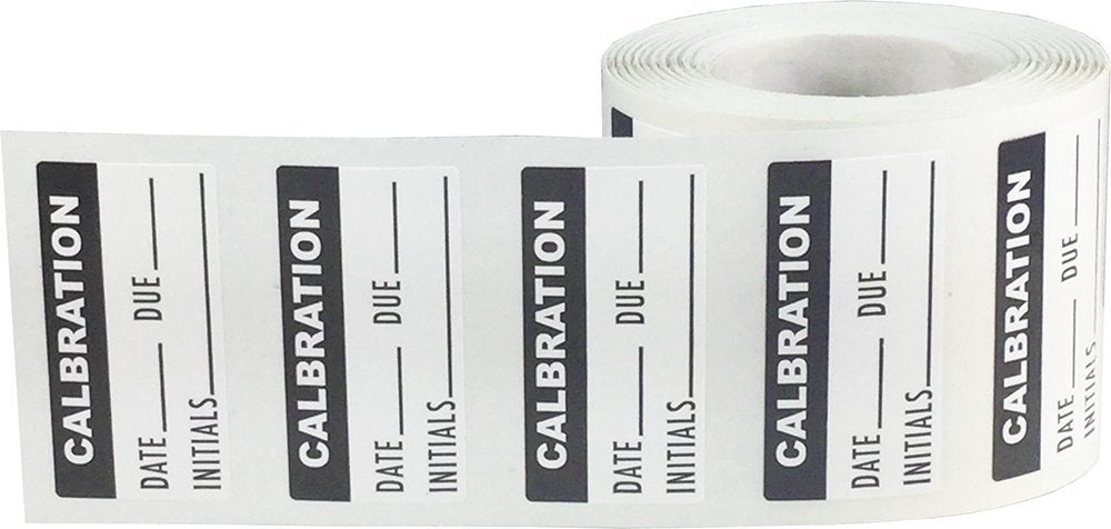 White and Black Calibration Labels, 3/4 x 1 1/2 Inch in Size, 500 Adhesive Stickers on a Roll