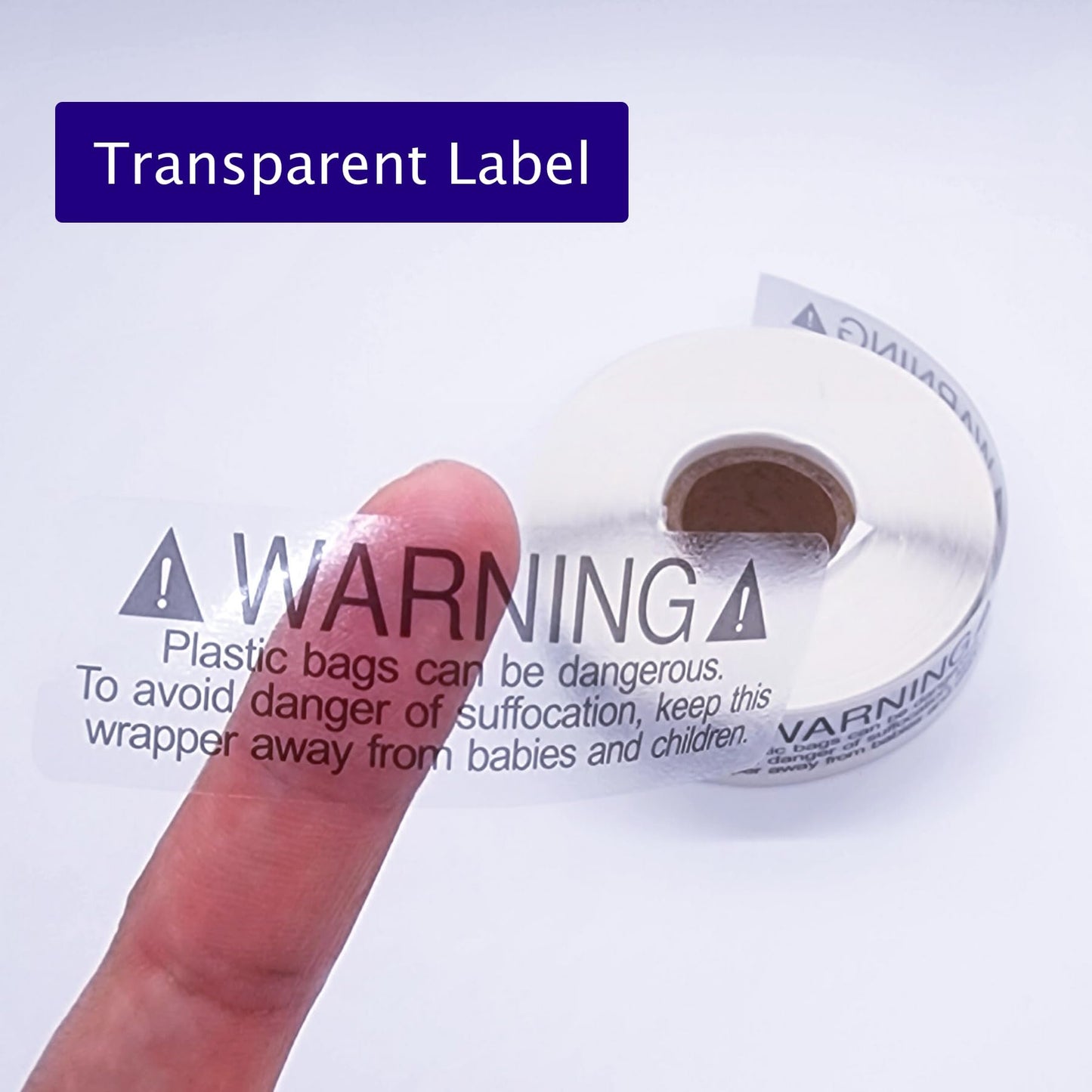 1000 Labels 1x3 inch Transparent Suffocation Warning Label Choking Hazard Self Adhesive FBA Approved Labels Stickers (2 Rolls of 500)